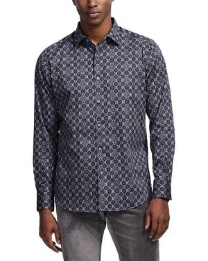 Robert Graham Bramston Printed Long Sleeve Button Front Shirt - Blue