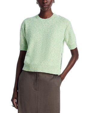 Theory Cropped Tweed Short Sleeve Sweater - Green