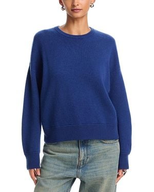 Aqua Drop Shoulder Dolman Crewneck Cashmere Sweater - Blue