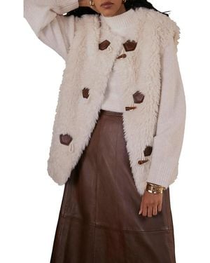 Mint Velvet Faux Fur Vest - Brown
