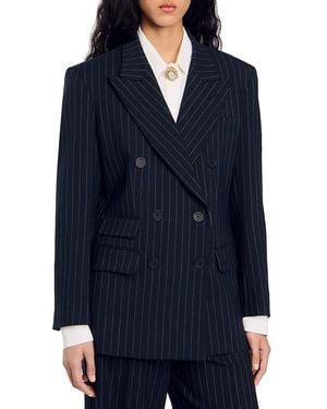 Sandro Courbevoie Striped Blazer - Blue