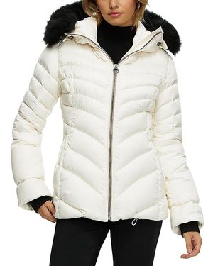 Gorski Apres-Ski Chevron Jacket With Detachable Toscana Lamb Hood Trim - White