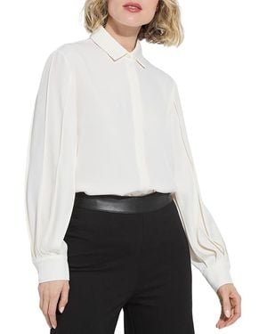 Lyssé Ivette Pleated Balloon Sleeved Blouse - White