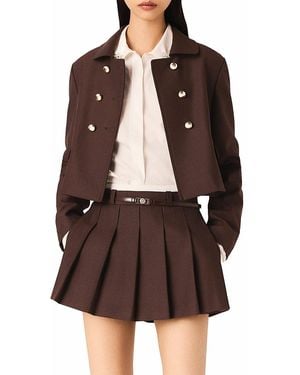 Maje Short Double Breasted Jacket - Brown