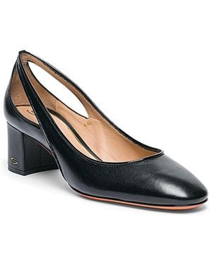 Santoni Leather Mid-Heel Pump - Blue