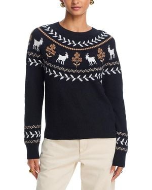Aqua Year Of The Goat Cashmere Fair Isle Crewneck Sweater - Blue