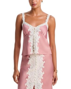 LoveShackFancy Effy Lace Trim Satin Top - Pink