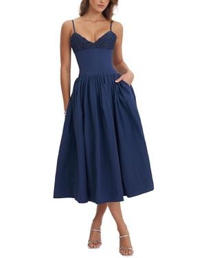 Miss Circle Ailani Taffeta Smocked Midi Dress - Blue