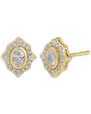 EF Collection 14K Diamond Oval Halo Stud Earrings - Metallic