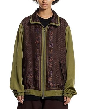 vowels Silk Blouson Jacket - Brown