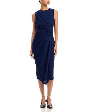 Aqua Jersey Knot Waist Midi Dress - Blue