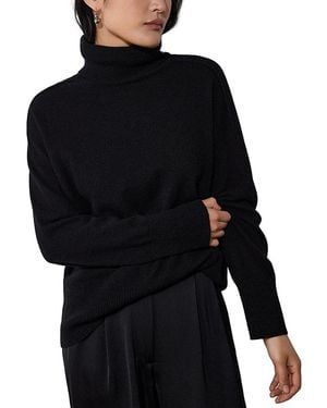 Whistles Cashmere Seamed Roll Neck Sweater - Black