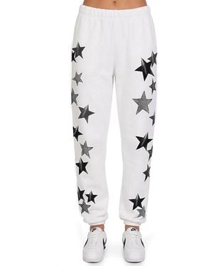 Lauren Moshi Nika Crystal Multi Stars Sweatpants - White