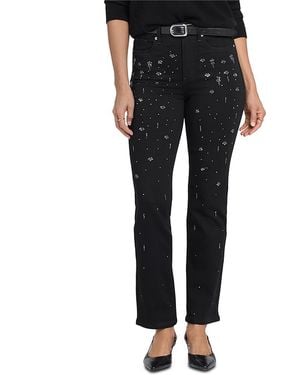 NYDJ Marilyn High Rise Scatter Rhinestone Straight Jeans - Black