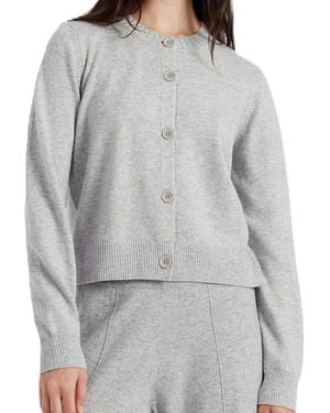 Chinti & Parker Wool Cashmere Blend Crew Neck Cropped Cardigan - Gray