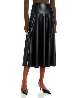 Norma Kamali Faux Leather Midi Skirt - Black