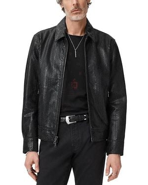 John Varvatos Benjamin Embossed Leather Jacket - Black