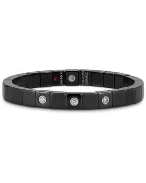 ’ROBERTO DEMEGLIO Scacco Ceramic Diamond Bezel Stretch Bracelet, 0.18 Tcw - Black