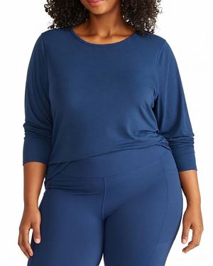 UNIVERSAL STANDARD Plus Mia Long Sleeve Movement Tee - Blue