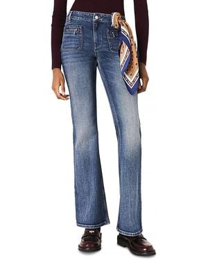 Maje Zip Pocket Bootcut Jeans - Blue