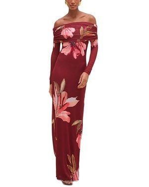 PATBO Delicata Embellished Tulle Maxi Dress - Red