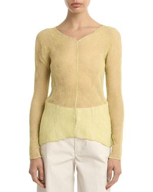 Pleats Please Issey Miyake Chiffon Twist Top - Yellow