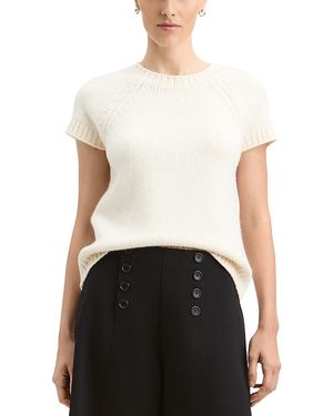 Derek Lam Alexa Wool Short Sleeve Sweater - White