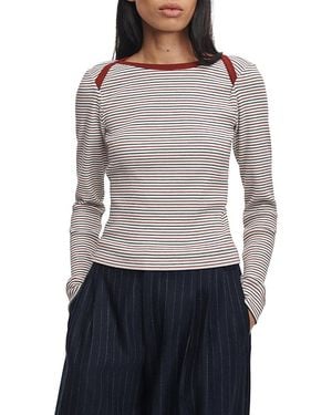 Rag & Bone The Essential Cotton Blend Rib Bateau Top - Gray