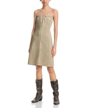 Acne Studios Printed Denim Dress - Natural