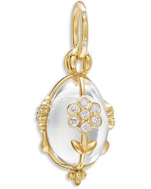 Temple St. Clair 18K Fj Crystal & Diamond Flower Amulet Pendant - Metallic