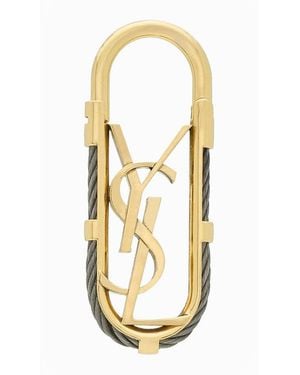 Saint Laurent Cassandre Cable Key Ring - Metallic