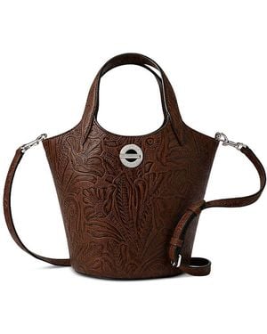 Veronica Beard Tooled Anchor Leather Crossbody - Brown