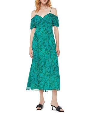 Whistles Diagonal Snake Bardot Dress - Green