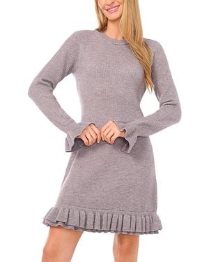 Cece Long Sleeve Ruffle Sweater Dress - Purple