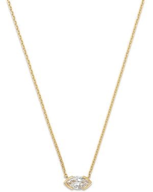Moon & Meadow 14K Lab Grown Diamond Marquis Half Bezel Solitaire Pendant Necklace, 16-18 - Metallic