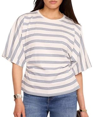 Mint Velvet Cotton Stripe Batwing T-Shirt - Gray