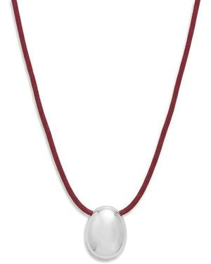 Shashi Connor Oval Leather Cord Pendant Necklace, 16.25-18.25 - Metallic