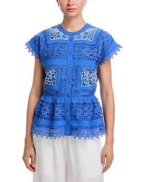 Tahari The Ava Lace Blouse - Blue