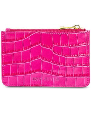 F & W Style Carrie Croc Embossed Leather Card Holder - Pink