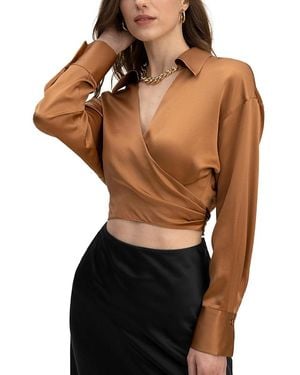 LILYSILK Wrapover Cropped Shirt - Black