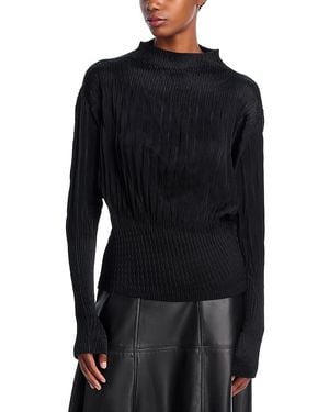 Issey Miyake Faux Suede Puff Pleats Top - Black