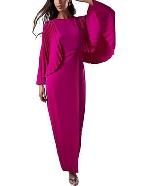 Coast Short Sleeve Pleated Cape Maxi Dress - Purple
