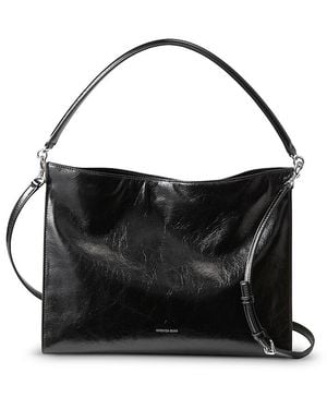 Veronica Beard Crinkle Leather Shoulder Bag - Black