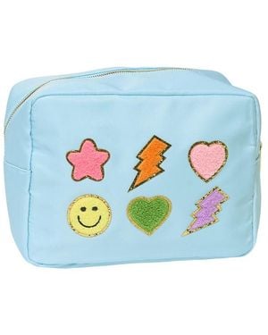 Malibu Sugar Nylon Pouch With Assorted Patches - Blue
