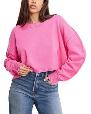 GOOD AMERICAN Cropped Crewneck Sweatshirt - Red