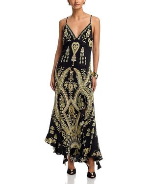 CAMILLA Silk Bias Slip Dress - Green