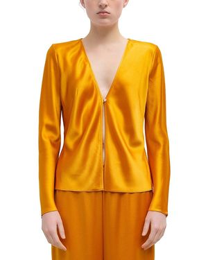 Leset Barb Button Long Sleeve Top - Orange