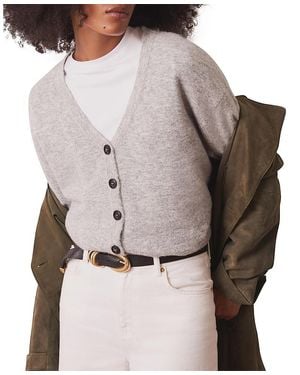 Mint Velvet V-Neck Knit Cardigan - Gray