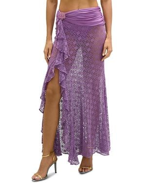 PATBO Ruffle Maxi Skirt Swim Cover-Up - Purple