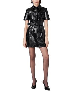 Toccin Lydia Short Sleeve Faux Leather Dress - Black